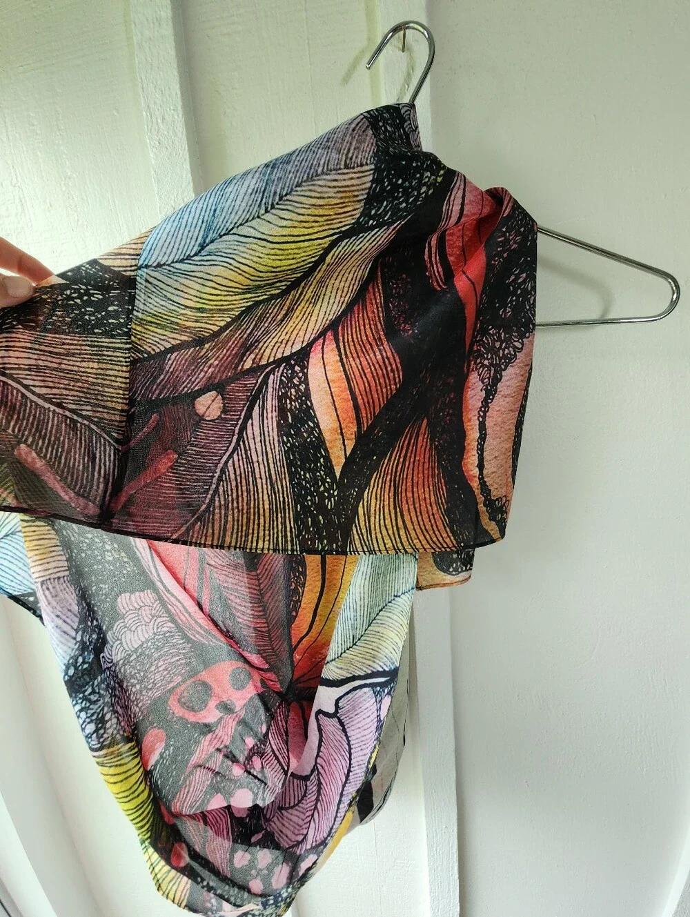 New Cocoon House Scarf Artsy Handmade 100% Silk Poncho Multi-Color Printed O/S